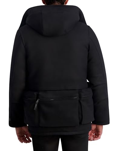 KARL LAGERFELD Men's Long Sleeve Four Front Pockets Wool Blend Hooded Jacket4