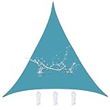 Dreieckiges Sonnensegel, wasserdicht, UV-beständig, Markise für Balkon, Pergola, Garten, Park, Camping, Schatten mit Ösen, Blau, 3,6 m x 3,6 m x 3,6 m
