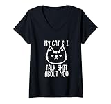 Photo Gallery donna my cat & i talk bad about you divertente amante dei gatti maglietta con collo a v Photo Gallery donna my cat & i talk bad about you divertente amante dei gatti maglietta con collo a v