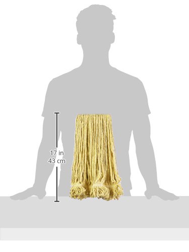 AmazonBasics Loop-End Synthetic Mop Head, 1.25-Inch Headband, Large, Yellow - 6-Pack