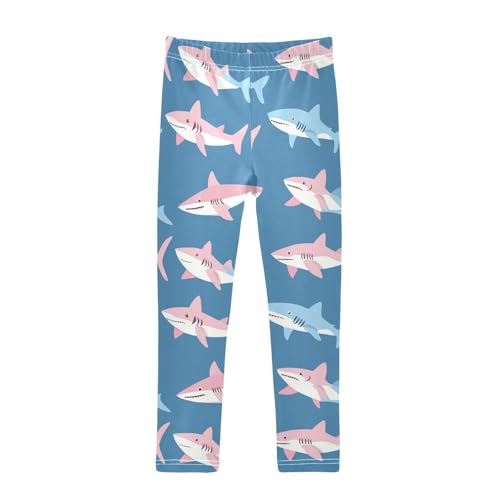 Sharks Girls' Leggings Toddler Doodles Blue Kids Yoga Pants Dance Active Tights 4T