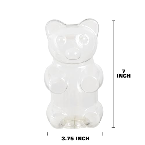 Image of Clear 7 Inch Small Bear Shape Piggy Bank, Plastic Piggy Bank with Twist Cap and Slot for Adults Kids Openable, Reusable Money Saving Box for Birthday