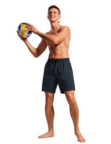CRZ YOGA Mens Swim Trunks 7'' Quick Dry Mesh Lining Athletic Casual Swimwear Shorts with Zipper Pockets3