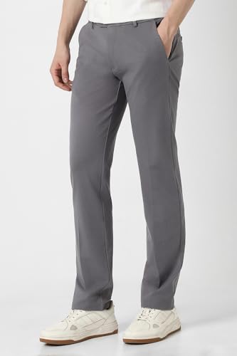 Image of Peter England Men's Slim Fit Mid Rise Formal Stretchable Knit Super Trouser | Comfort Lycra | 360-Degree Stretch