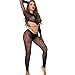 EPIPHQNY Tights, Fashion Bodysuit with Strap Jumpsuit Bodycon Tights Sheer Bodystocking Nylon Black Catsuit for Women