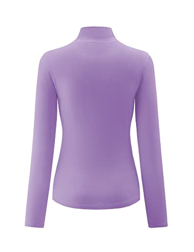 Image of Kindcall Womens Slim Fitted Mock Turtleneck Tops Long Sleeve Lightweight Base Layer Shirts