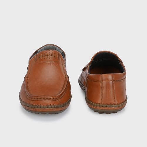 Image of Blue Leather by Centrino Genuine Leather Men's Formal Slip on Loafers |Comfort Trendy Non Lace-Up Design |Flexible Mocassins |Leather with Anti-Skid Sole |Perfect for Walking & Business Work (3942)