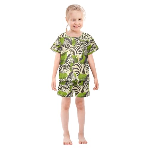 senya Short Sleeve Pajamas Sets Summer Cotton Sleepwear Zebras and Leaf3