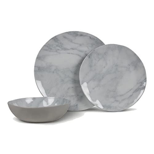 Kampa Dometic Marble - Vajilla de melamina de 12 piezas