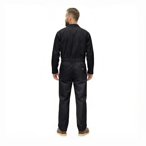 Natural Uniforms Mens Long Sleeve Zip Up Twill Coverall, Stain and Wrinkle Resistant (Black, Large Tall) by Natural Uniforms - Used condition - Image 2