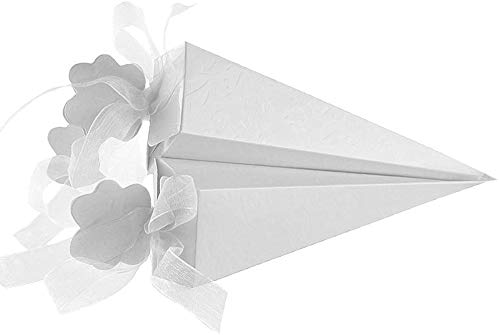 LuukUP 50 Piezas Conos de Arroz para Boda, Bolso Boda para Confeti o Bolsa Cucuruchos de Papel Kraft Cono de Arroz, Blanco Cucuruchos Petalos Confeti Decoración Boda