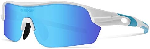 Queshark Polarized Sports Sunglasses with 4 Interchangeable Lenses for Men Cycling Running Driving Fishing Golf Baseball Glasses QE0047