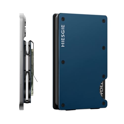 Compatible with MagSafe Wallet, Slim Wallet for Men with Money Clip, Rfid Blocking Metal Card Holder, Minimalist Magnetic Wallet Compatible with iPhone 16/15/14/13/12 Series - Navy Blue