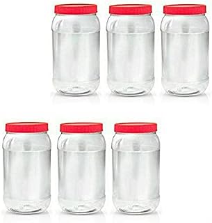 6 x 2000ml Round clear Plastic Storage Jar with screw top lids, airtight BPA free food storage containers for kitchen, Hardware Storage, canisters