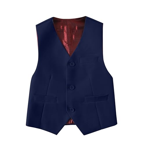 Image of Boys Formal Suit Vest Kids 3 Button Adjustable Back Strap Toddler Vests