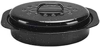 ENAMORY Covered Oval Roaster, 13 inches, Black