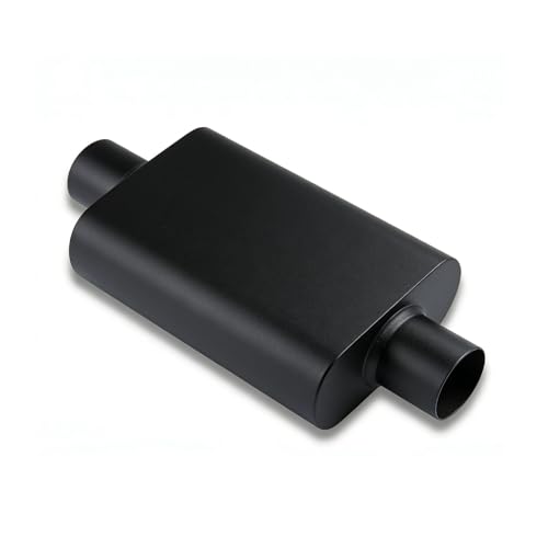Universal 3 Inch Performance Muffler - 3 Center In 3 Center Out - Black High Temperature Paint - 17.3 Overall Length Performance Exhaust Muffler for Trucks Cars SUVs