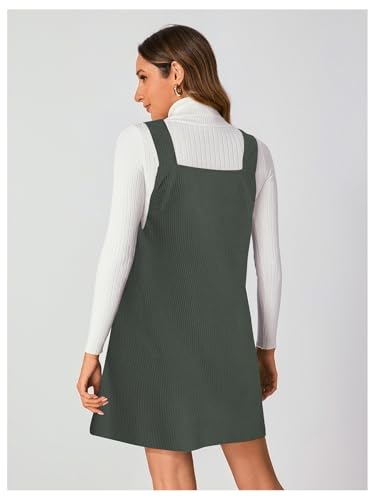 Image of Milumia Women V Neck Corduroy Overall Dress 2026 Spring Mini Pinafore Jumper Dress