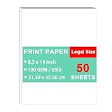 Blank Print Paper - 8.5' x 14' (216 x 355.6 mm) 50Sheets/100Pages Blank Loose-Leaf Papers, 28lb Bond / 70lb Text (105 gsm) Printer Paper, Legal Size – Great for Copy, Printing, Writing
