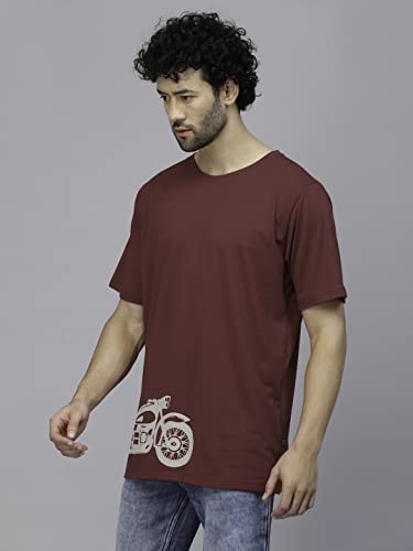 Image of Rigo Back Printed Half Sleeves Round Neck Oversized T-Shirt for Men | Drop Shoulder T-Shirt for Men | Loose Baggy Fit T-Shirt for Men