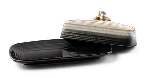 image for La Rochelle Ceramic Butter Dish w Handle Cover and Plate 2-Piece Combo