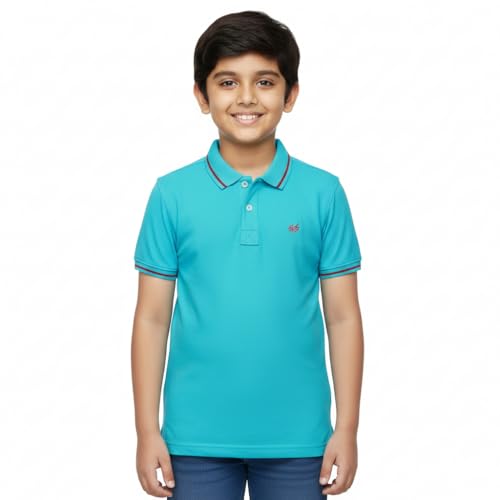 Image of Cloth Theory Boys Cotton Polo T-Shirt for Kids Regular Fit Half Sleeve Casual Summer Polo Neck T-Shirt