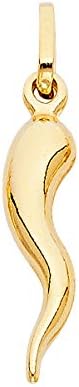 TGDJ 14k Yellow Gold Cornicello Italian Horn Charm Pendant - 4 Differnet (Height 23 MM Width 8 MM)