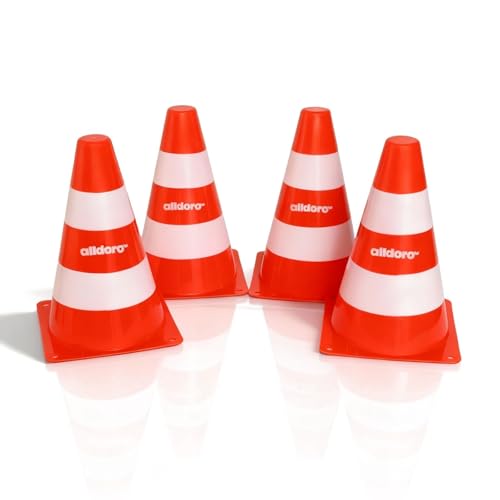 alldoro 60090 Pylonen 4er-Set für Kinder, Verkehrshütchen...