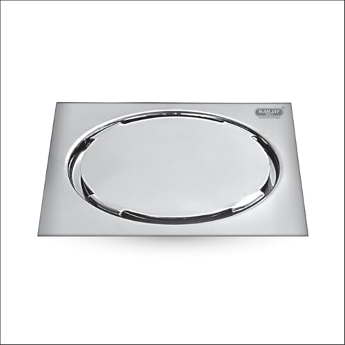 Image of SS Floor Drain for Bathroom 304 Grade Kitchen Sink washbasin Luxurious Bathroom Gratings Balcony Hair Catcher Anti Dust (Square German Drain - Silver - 5x5 Inch)