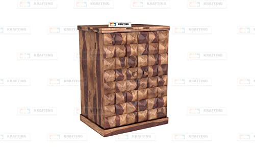 Image of Wood Bar Cabinet for Home | Home Bar Furniture || Wooden Bar Cabinet with Storage || Bar Units || Bar Cabinet for Living Room || Wine Rack with Drawer & Glass Holder || Natural Finish