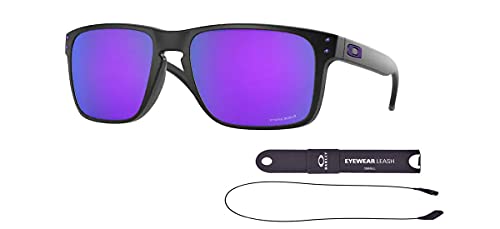 Oakley OO9417 Holbrook XL t 941720 59MM Matte Black / Prizm Violet Square Sunglasses for Men + BUNDLE with Oakley Accessory Leash Kit