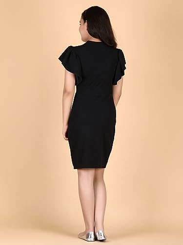 Image of KUDUZO Girls Knee Length Short Sleeve Solid Fit and Flare Polyster 7 to 14 Years Bodycon Dress. (9J-6QDV-2KRG)