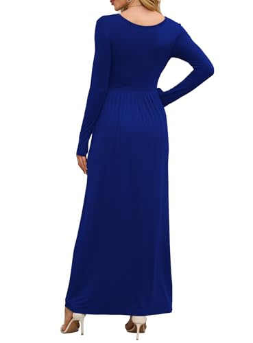 Image of DEARCASE Women's Maxi Dress Long Sleeve Crewneck Empire Waist Long Dresses