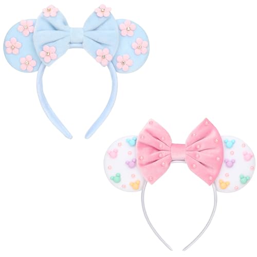 Image of DRESHOW Mouse Ears Headbands for Women Glitter Hairbands Bow Head Bands Velvet Head Band Christmas Cosplay Costume Princess Party Decorations Halloween & Disney Trip