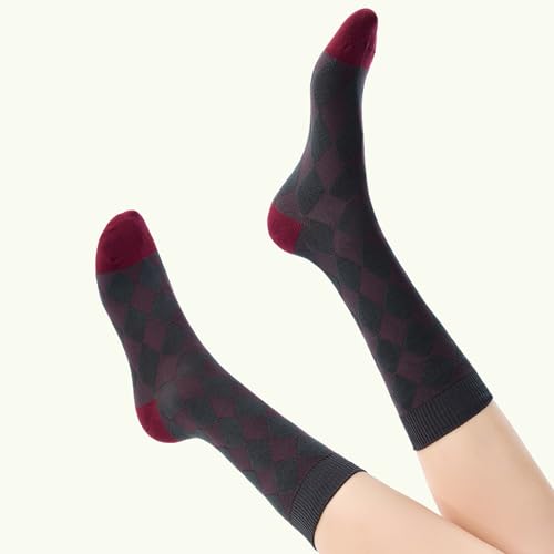 Women's Novelty High Ankle Socks 4 Pairs Patterned Cotton Funky Preppy Crew Socks3