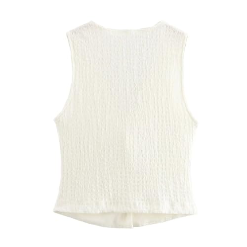 Women Textured 2 Pieces Sets Solid Vest and Trousers Office Lady Wide Leg Pants Set3