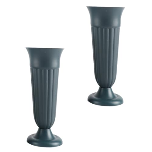Abaodam 2 pièces Vases Funéraires Plastique Vert avec Piquets Solides Supports pour Fleurs Artificielles et Décoration de Tombes Résistants et Faciles à Planter pour Jardins et Cimetières