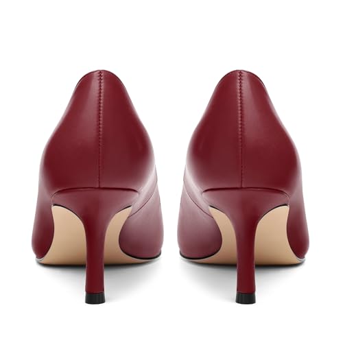 Image of Women Pointed Closed Toe 2.5 Inch Kitten Heel Slip On Pumps | Elegant Comfort Formal Dress Footwear, Versatile Ladies Shoes For Office Wedding Party Evening Daily Occasions