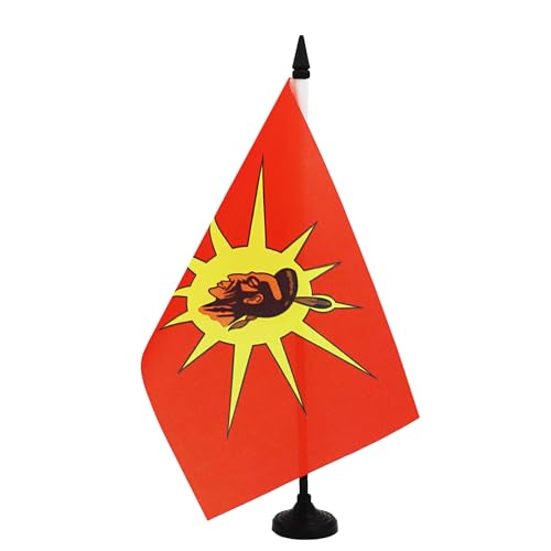 AZ FLAG Bandera de mesa de chef indio de 21 x 14 cm Bandera pequeña con indio de oficina 100% poliéster con mástil de 25 cm y base de plástico negro