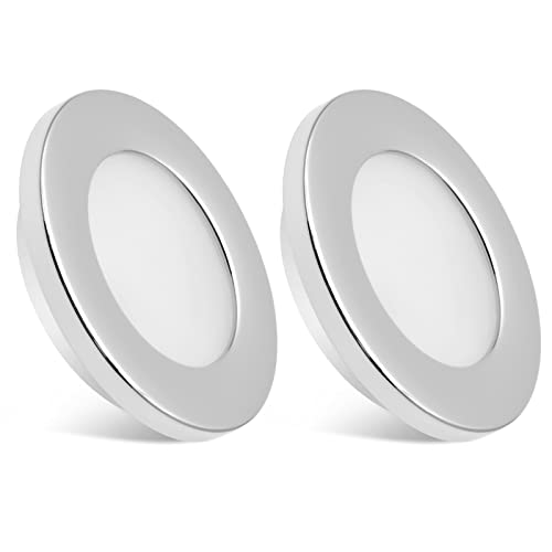 Dream lighting RV Interior LED Lights 2.76inch Recessed Ceiling Light Cool White 200lumens, Chrome Bezel, Pack of 2