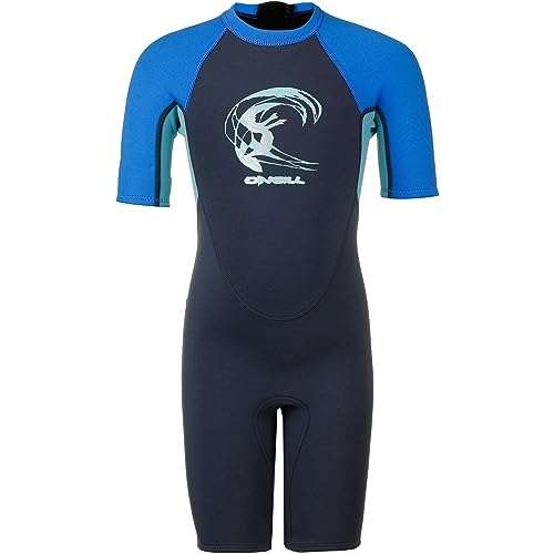 Mountain Warehouse Kurzarm Badeshirt für Kinder - LSF50+, Schwimmshirt, Flache Nähte, Rash Guard für Jungen & Mädchen - Für Schwimmen & unter einem Neoprenanzug Blau 7-8 Jahre