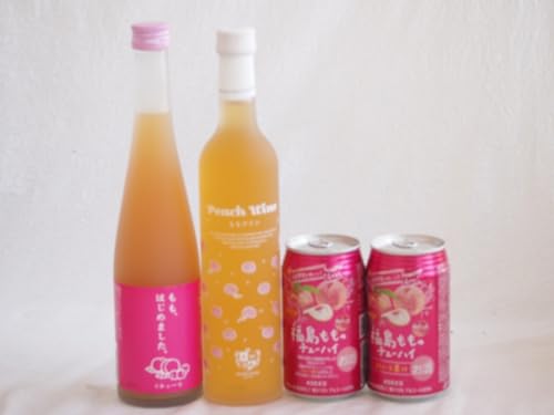 桃の果実感4本セット(高畠ももワイン7度(山形県) ももはじめました もも梅酒8度(福岡県) アシードブリュー 福島もものチューハイ缶5度(栃木県)) 500ml×2本 350ml×2本