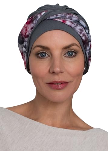 Deresina Aura Bambus-Turban Chemo Kopfbedeckung für Frauen bei Haarausfall & Alopezie Verstellbares Stirnband-Design Einheitsgröße (Dunkelgrau)