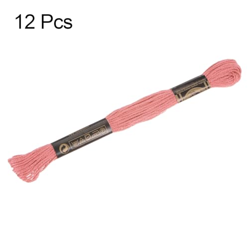 Image of HARFINGTON 12 Skeins Embroidery Floss 8.75yds(8m) Egyptian Long-Staple Cotton Cross Stitch Thread for Sewing DIY Bracelet Yarn String and Crafts, Tea Rose(6021)