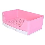 BESPORTBLE Kaninchen Toilette aus Kunststoff mit Filtersieb Rechteckiges Streubecken für Meerschweinchen und Kleintiere Haustiergerechte Haustiertoilette für Wohnzimmer und Außenbereich