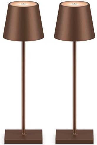 Led Cordless Table Lamp,Portable USB Rechargeable Table Lamp,5200 mAh Battery Powered Lamp,Rechargeable Bedside Lamp,Cordless Touch Lamp for Restaurant/Bedroom,Brightness Adjustable(2PCS Sandbrown)