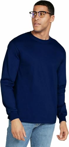 Image of Gildan Men's Long Sleeve T-Shirt 100% Cotton, (G2400) Navy