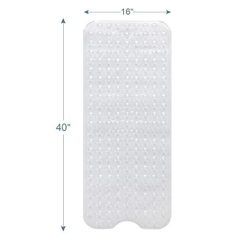 Amazerbath Bath Tub Mat Non Slip, 40 X 16 Inches Non-Slip Shower Mats With Suction Cups And Drain Holes, Bathtub Mats Bathroom Mats Machine Washable, Clear #TOP5