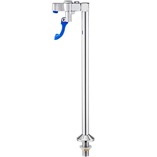VEVOR Pedestal Glass Filler 16-Inch Deck Mount Push Back Glass Filler, Full Copper Deck Mount Glass Filler with Chrome-Plated Surface, Push Back Water Filler 1/2-Inch NPT Male Inlet Water Glass Filler