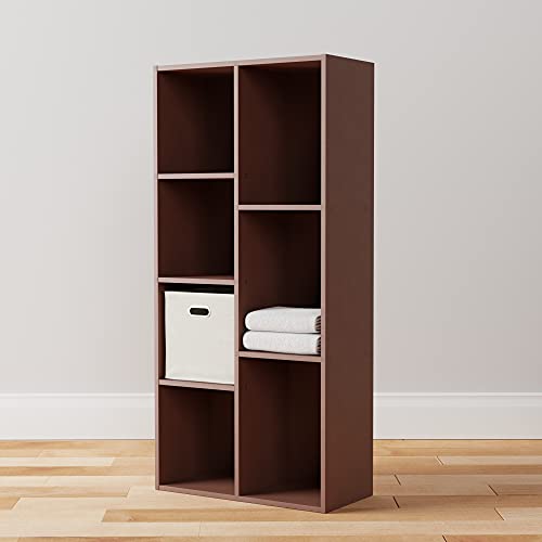 Image of Amazon Basics 7 Cube Storage Organizer Bookcase, Sturdy Shelves, Book Shelf, Espresso, 9.3 inchD x 19.5 inchW x 41.7 inchH